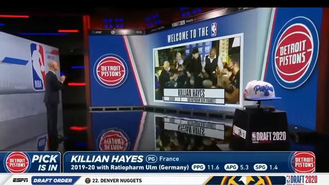 NBA 2020 DRAFT : PISTONS SELECT KILLIAN HAYES WITH THE 7TH OVERALL PICK смотреть онлайн