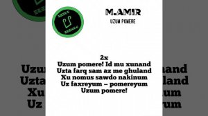 M.AMIR - Uzum pomere / LYRICS VIDEO / Pomere Sozen