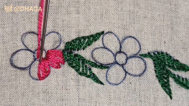 Simple and easy Lazy-Daisy flower design for kurti/saree/suit tutorial video смотреть онлайн