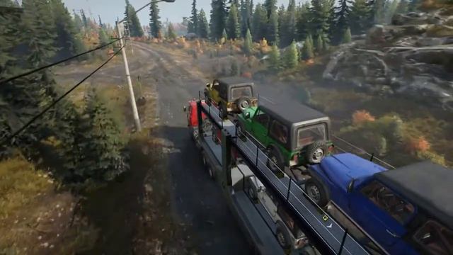 Полуприцеп-автовоз в Snowrunner (GGMS Semitrailer pack) смотреть онлайн