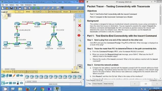 11.3.2.3 Packet Tracer - Test Connectivity with Traceroute смотреть онлайн
