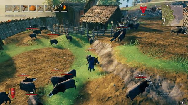 Valheim - (no cheat) 2-star boars piggery; cart friendly path from the shore to my mountain base смотреть онлайн