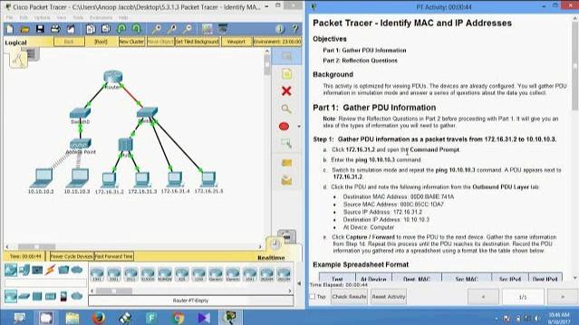 5.3.1.3 Packet Tracer - Identify MAC and IP Addresses смотреть онлайн