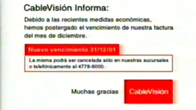 DiFilm - Crisis 2001 - Placa CableVision vencimiento de factura (2001) смотреть онлайн