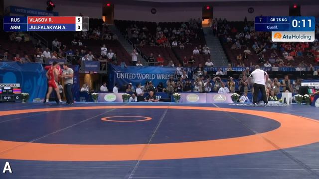 Qual. GR - 75 kg: R. VLASOV (RUS) df. A. JULFALAKYAN (ARM), 6-0 смотреть онлайн