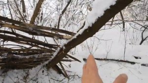 Строю зимний шалаш в лесу для ночёвок и рыбалок!