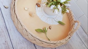 Поднос с объемной косой. Фанерное дно.