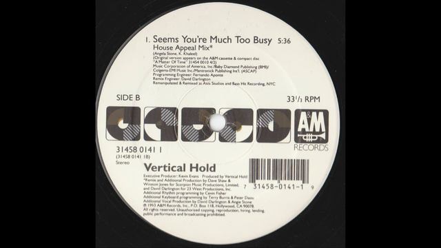 Vertical Hold ft. Angie Stone - Seems You're Much Too Busy (House Appeal Mix) смотреть онлайн