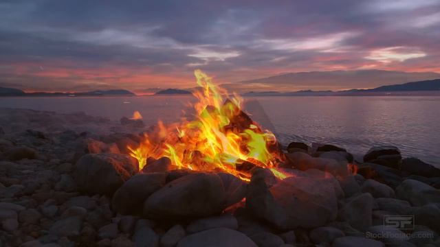 Relaxing Campfire by Lake at Sunset, Stress Relief, Meditation Peaceful Deep Sleep смотреть онлайн
