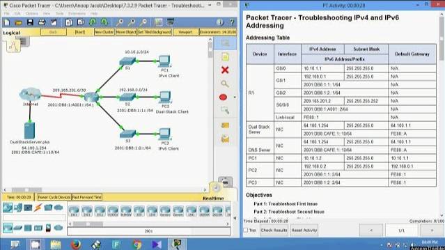 7.3.2.9 Packet Tracer - Troubleshooting IPv4 and IPv6 Addressing смотреть онлайн