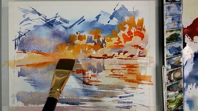 Осень, горы, акварель смотреть онлайн