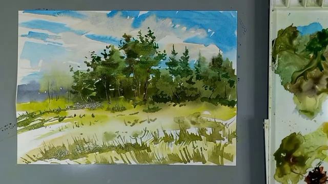 Акварель для начинающих, быстрые летние этюды смотреть онлайн