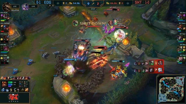 FAKER Orianna 4000 Elo Shockwave And Destroy EDG | SKT Vs EDG Highlights