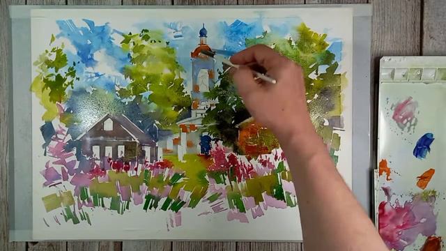 Летний день, деревня Речки. Мастер-класс по аварели смотреть онлайн