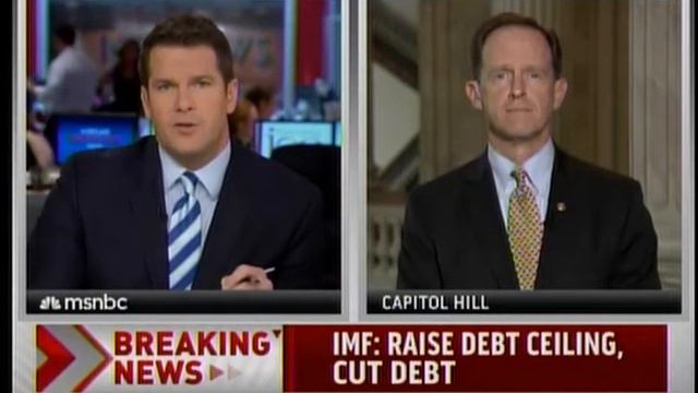 Sen. Toomey with MSNBC's Thomas Roberts discussing debt negotiations смотреть онлайн