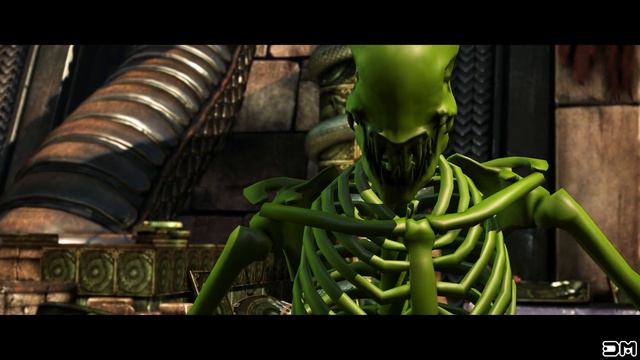 Mortal Kombat XL All Characters React To Aliens Green Skeleton Intro (Entrance 1)