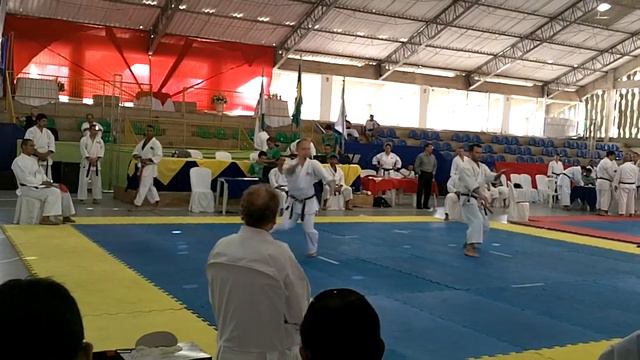 Cristian vs Taichiro - Fukugo Kitei Kata (Panamericano WTKF Natal 2015) смотреть онлайн