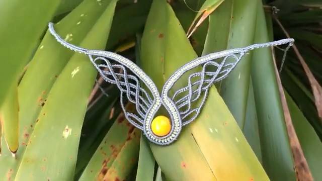 Macrame by Afeng ：2021-03｜Macrame Tutorial｜Macrame Necklace ｜ Wings of water-drop｜ 编绳｜DIY｜ смотреть онлайн