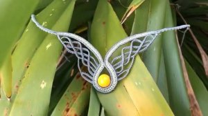 Macrame by Afeng ：2021-03｜Macrame Tutorial｜Macrame Necklace ｜ Wings of water-drop｜ 编绳｜DIY｜