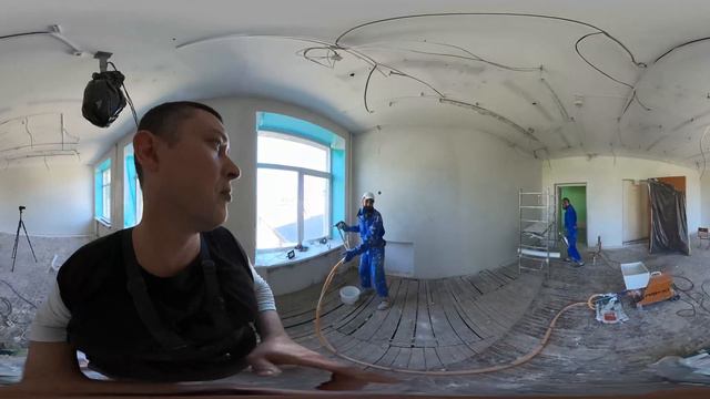 Нанесение шпаклёвки станцией Аспро N2 стеклохолст и шпаклевание видео 360 смотреть онлайн