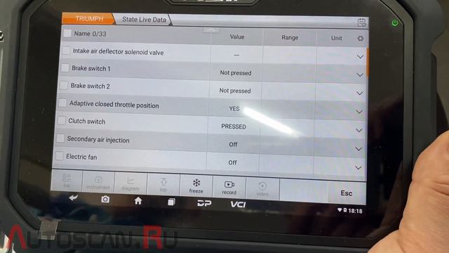 OBDSTAR MS80: Диагностика мотоцикла TRIUMPH Speed Triple 1050 2021 года смотреть онлайн