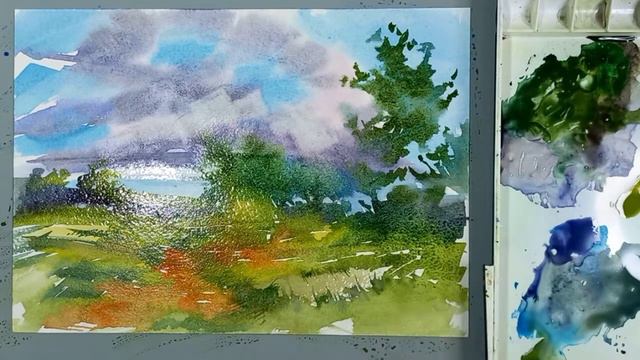 Небо, тучи, облака. Быстрые летние этюды акварелью смотреть онлайн