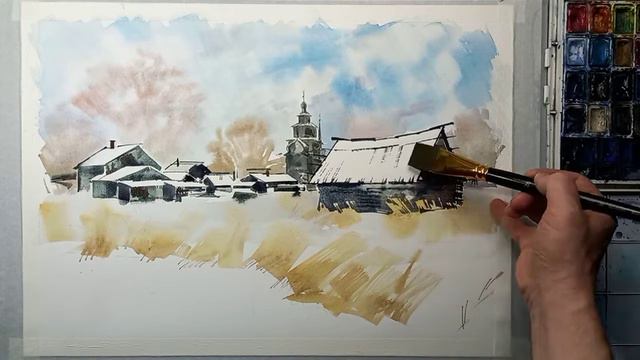 Рисуем акварелью. Село Богослово на Ишне смотреть онлайн