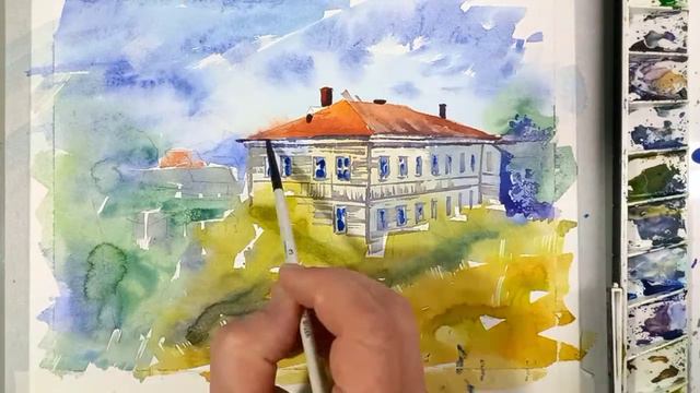 Заброшенный дом, акварель, watercolor tutorial смотреть онлайн