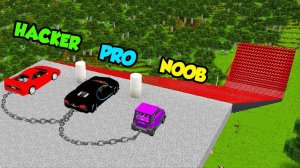 Майнкрафт НУБ против ПРОФИ против ХАКЕРА; Соревнование по прыжкам на суперкаре в Майнкрафт