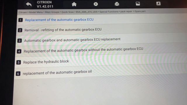 FOXWELL i80TS: Сброс замены масла в АКПП Citroen Spacetourer 2020 смотреть онлайн