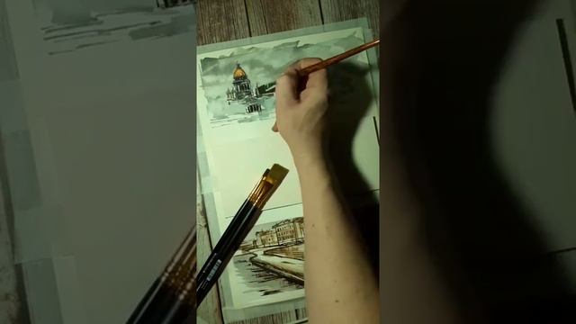 Питер в инее, рисуем акварелью смотреть онлайн