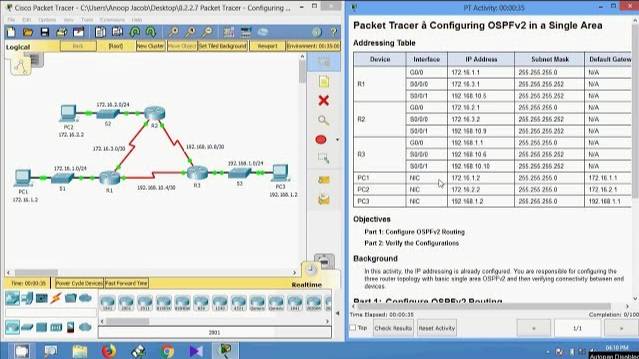 8.2.2.7 Packet Tracer - Configuring OSPFv2 in a Single Area смотреть онлайн