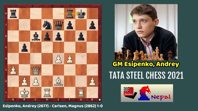 Game of the Day! Esipenko, Andrey (2677) - Carlsen, Magnus (2862) 1-0 TATA STEEL CHESS 2021. смотреть онлайн