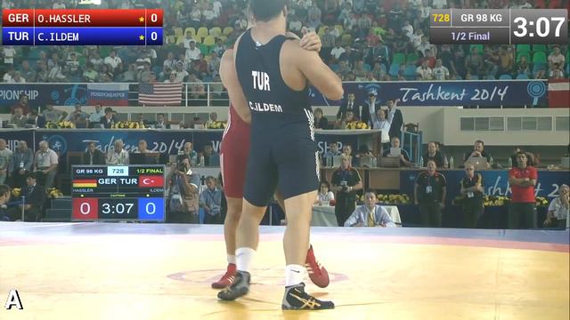Semifinal - Greco Roman Wrestling 98 kg - O. HASSLER (GER) vs C. ILDEM (TUR) - Tashkent 2014 смотреть онлайн