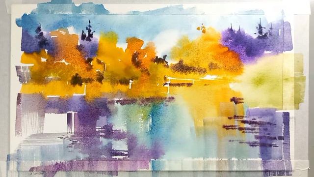 Валдайское озеро, осень, акварельная миниатюра смотреть онлайн