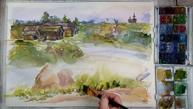 Кижи. Летний вечер. Акварель смотреть онлайн