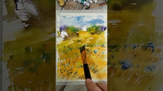 August, grass, watercolor #watercolor смотреть онлайн