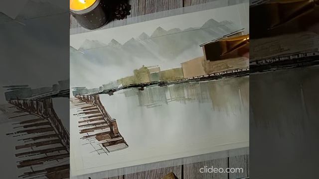 Рисуем зимний городской этюд за 20 минут. Холодный и мокрый Питер. смотреть онлайн