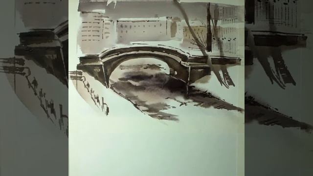 Питер зимой. Сразу два акварельных этюда за несколько минут смотреть онлайн