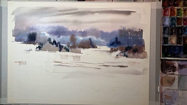 Русский север, деревня Вершинино. Как рисовать зиму просто и быстро плоскими кистями смотреть онлайн