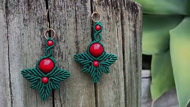 Macrame by Afeng： ｜Macrame Tutorial｜ Macrame Earrings ｜ Christmas Earrings ｜编绳｜耳环｜ DI смотреть онлайн