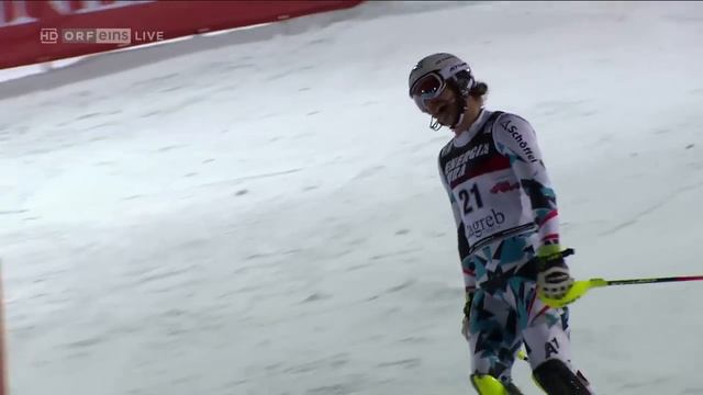 Manuel Feller fädelt beim 2. Tor ein | Slalom Zagreb 2.DG (2017) смотреть онлайн