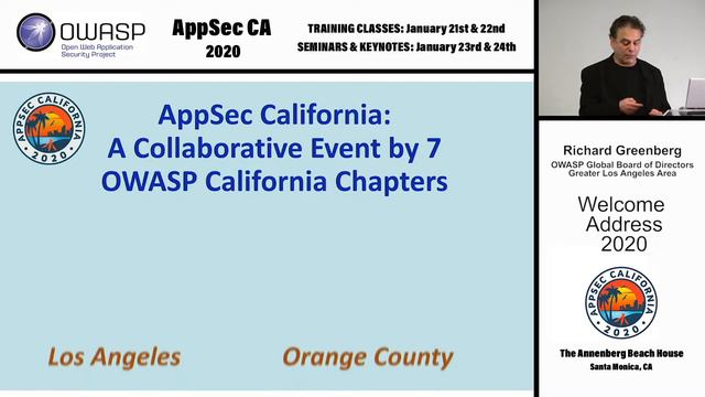 AppSecCali 2020 Thursday Welcome Address - Richard Greenberg смотреть онлайн