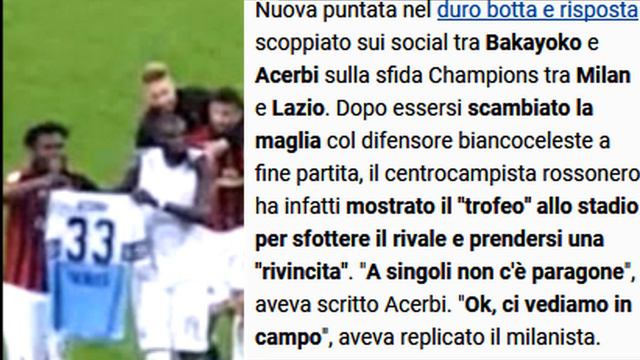 Bakayoko Si Vendica Mostra la Maglia di Acerbi Come Trofeo Milan Lazio смотреть онлайн