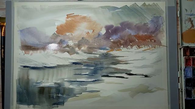 Быстрый зимний этюд на формате А2 смотреть онлайн