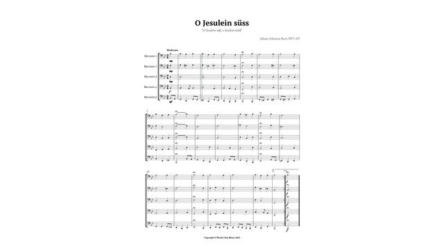 O Jesulein süss, o Jesulein mild by Bach for Easy Bassoon Quintet Sheet Music смотреть онлайн