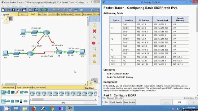 6.2.2.4 Packet Tracer - Configuring Basic EIGRP with IPv4 смотреть онлайн