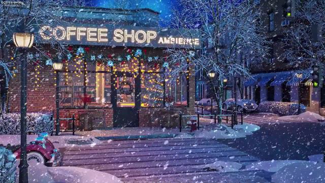 Снежный ночной джаз с атмосферой зимнего кафе