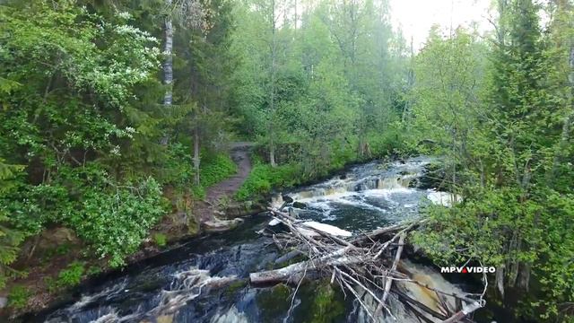 Самый высокий водопад Карелии ~ Белые мосты ~ юканкоски ~ обзор виды сверху с высоты аэросъемка смотреть онлайн