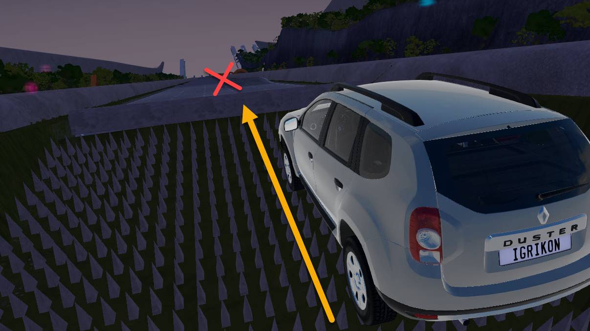 Прыжки над шипами. BeamNG